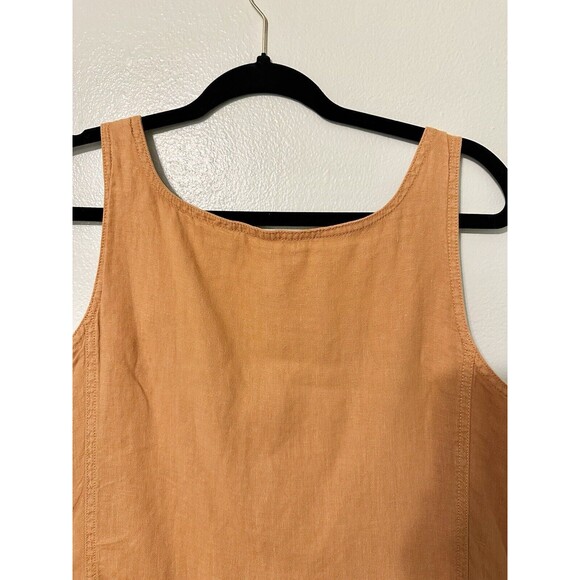 Lou & Grey Women's Blouson Mustard Yellow Tank Dress Linen Cotton Scoop Neck S - Picture 9 of 14